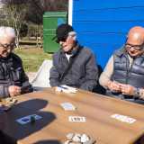 Di sicuro ci� che non scompare � il vezzo di prendere in giro i giocatori meno in gamba, anche a una certa et�. Ne sa qualcosa Amedeo (il signore col cappello), altro membro della pimpante combriccola, chiamato dagli altri "cervello piccolino" per la sua scarsa dimestichezza con il burraco